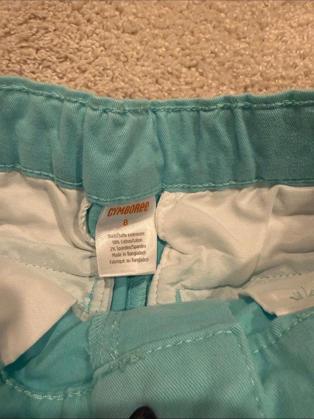 Gymboree Kids Teal Chino Straight-Leg Pants, adjustable waist, size 8